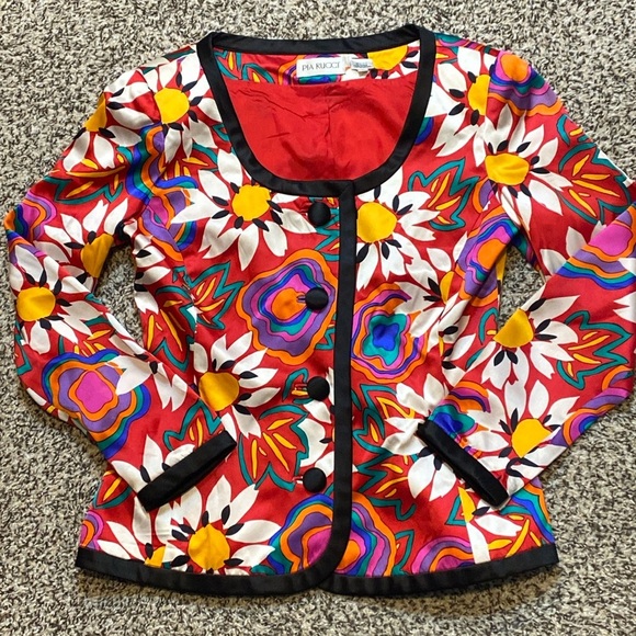 pia rucci Jackets & Blazers - Rare Vintage 80’s Pia Rucci 100% Silk Wearable Art Blazer with 4 Button Closure